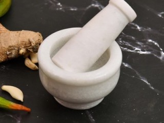 WHITE MARBLE OKHALI - Mortar & Pestle