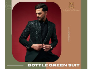 Where to find best bottle green suit for men?
