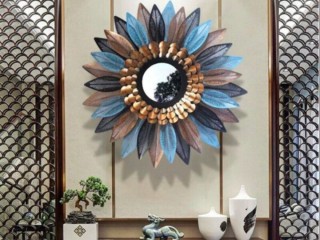 Multicolor Sunflower with Central Wall Decorative Mirror