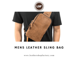 Premium mens leather sling bag - Leather Shop Factory
