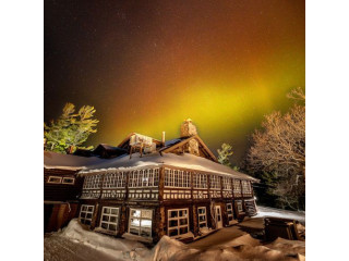 A northern lights display over copper harbor in Michigan