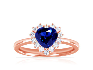 Purchase Heart Shape Halo Blue Sapphire Cheap Engagement Rings