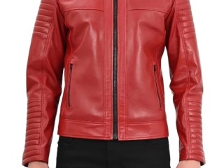 The Ultimate Biker Look: Quilted Arms Red Leather Jacket