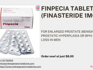 Finpecia (Finasteride 1mg) for hair loss and enlarged prostate. Buy at Onlinegenericmedicine.