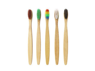 N-amboo Rainbow Soft Bristles Bamboo Toothbrushes (5 set)