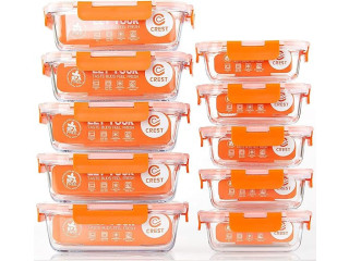 C CREST [10-Pack] Glass Food Storage Containers