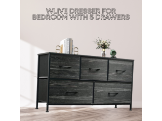 WLIVE Dresser for Bedroom with 5 Drawers