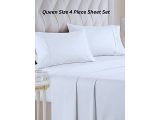 Queen Size 4 Piece Sheet Set - Comfy Breathable & Cooling Sheets
