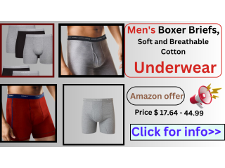 Men's Boxer Briefs, Soft and Breathable Cotton Underwear